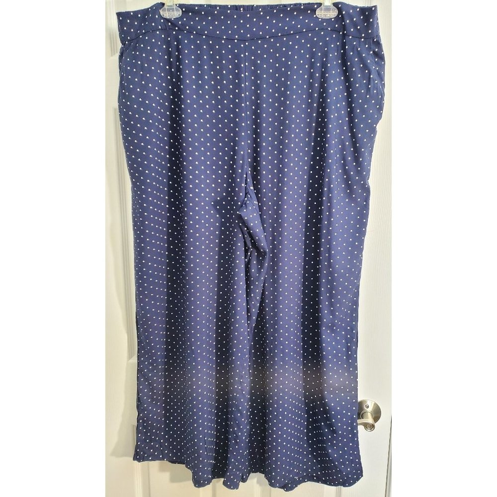 Jessica Simpson Womens Saydee Printed Wide-Leg Soft Pant Maritime Blue Dot Sz 2X